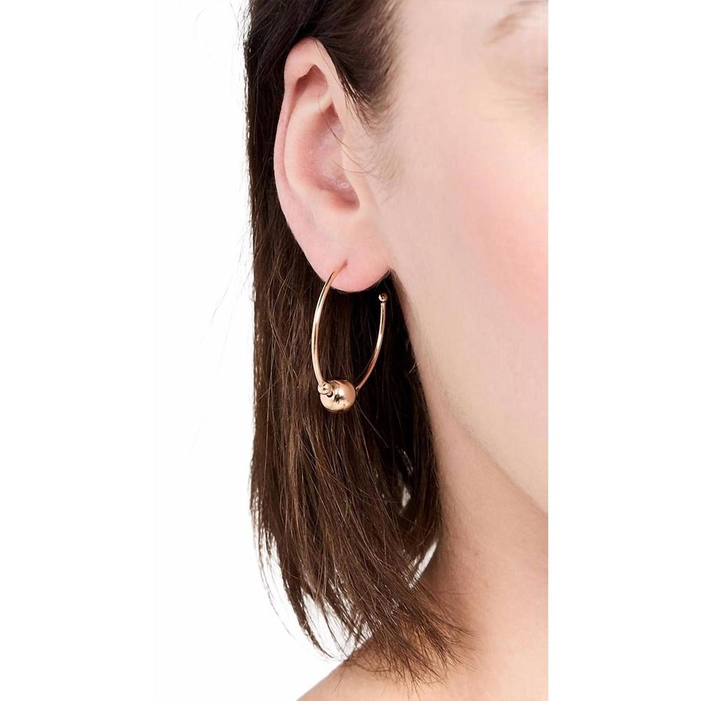 NEW ALEXA LEIGH women's single ball hoops in gold - Picture 2 of 3
